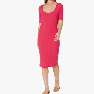 NEW Sanctuary Ribbed Body Con Midi Dress Barbie Pink Size Small